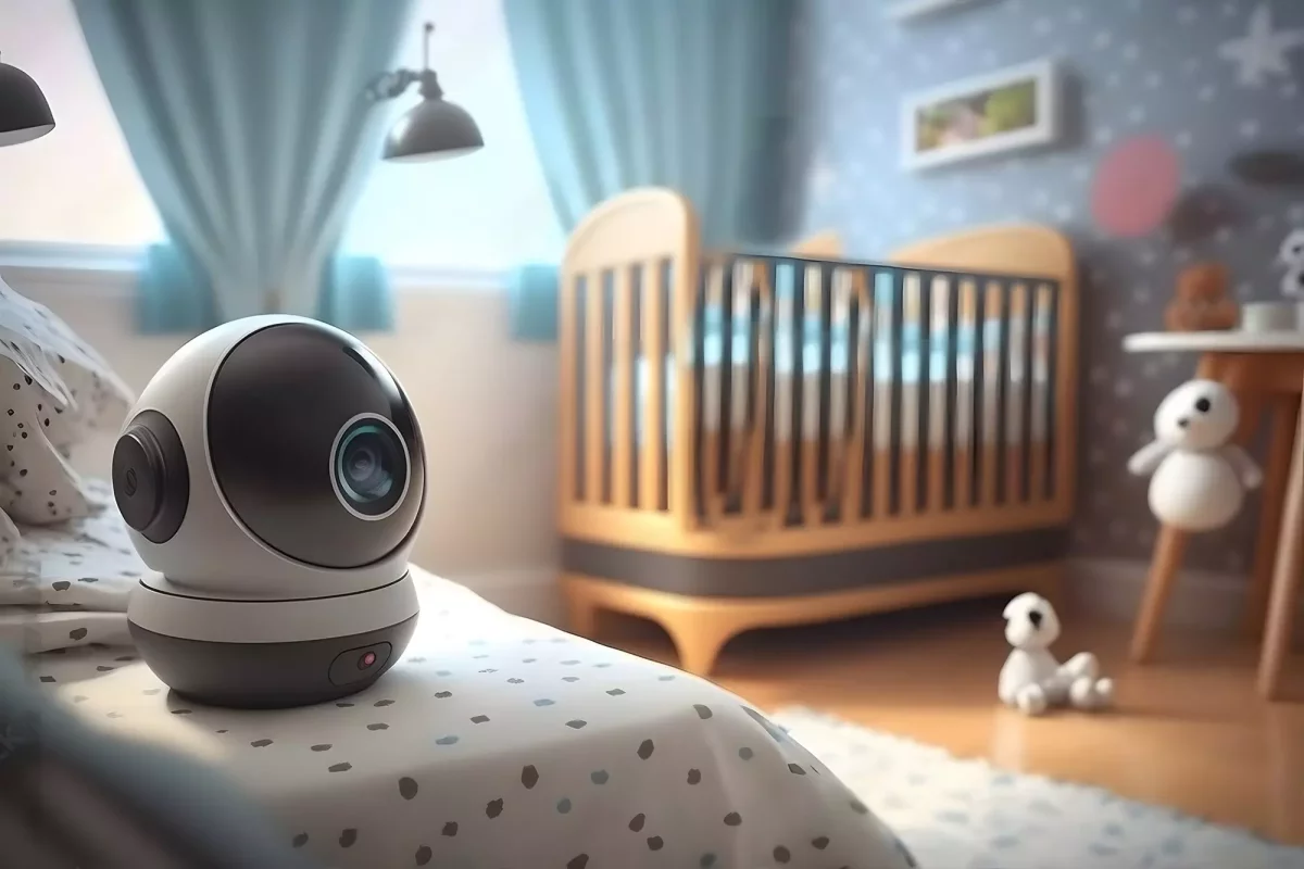 Babyphone dans une chambre de bébé avec un berceau